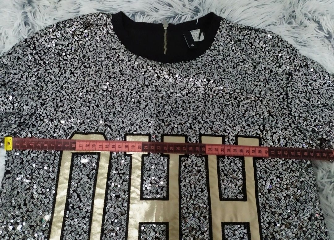 Sukienka T-shirt cekinowa H&M 34 XS