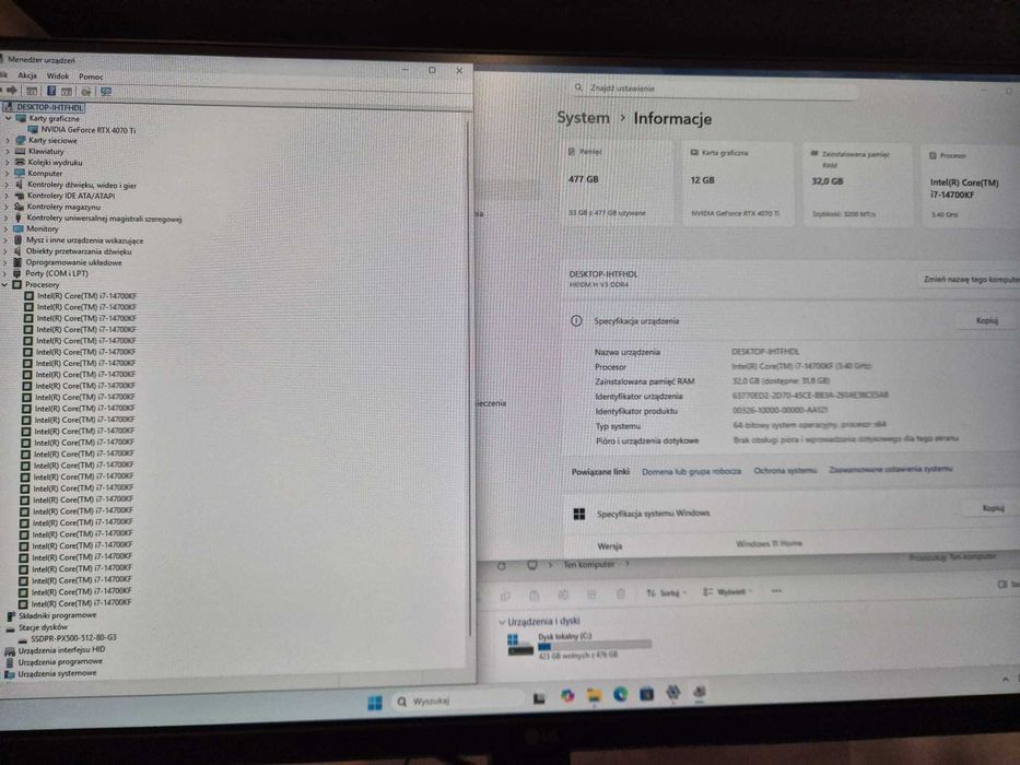 Intel i7 14700KF RTX 4070Ti Super komputer