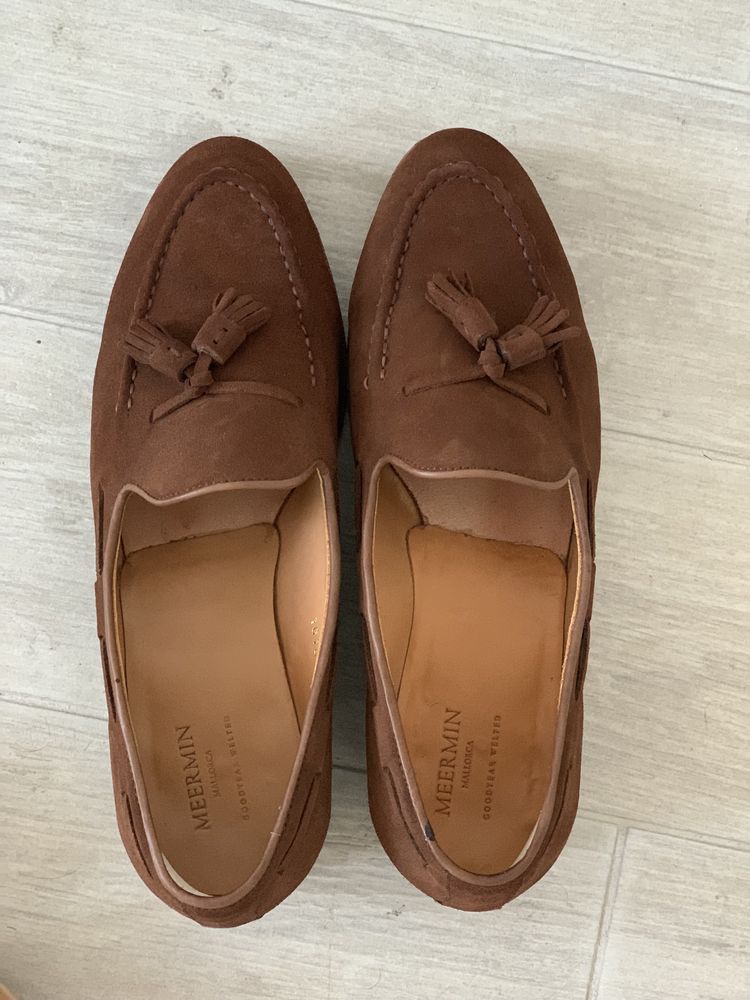 Мужские замшевые коричневые туфли лоферы Meermin Goodyear 8,5 42 28