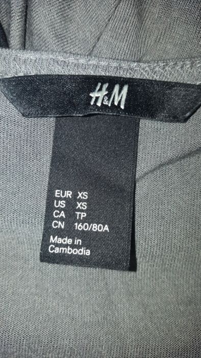 H&M Nowa dekolt odcień zielona oliwkowa ala hiszpanka falbanka XS