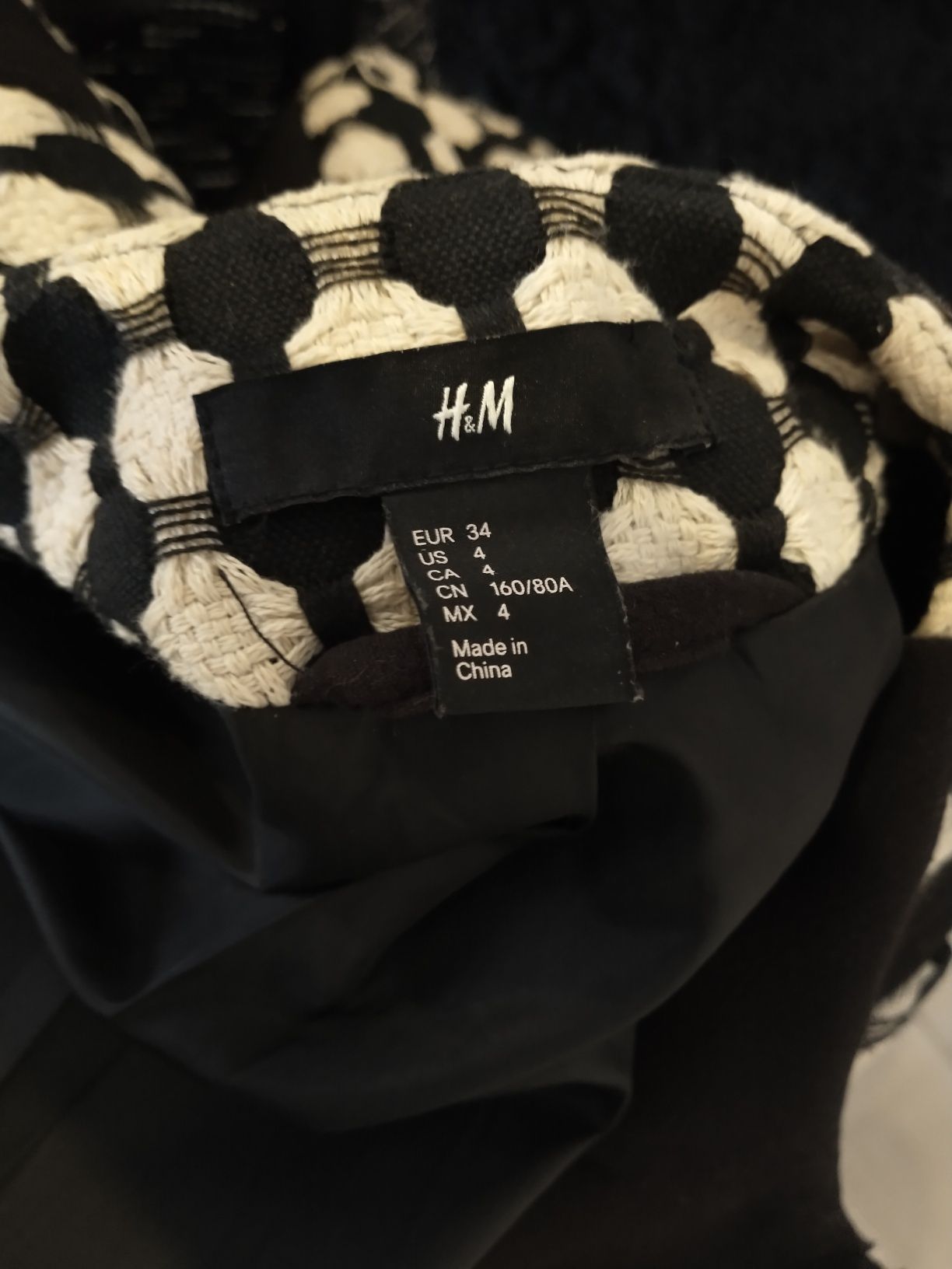 Marynarka elegancka pepitka h&M biało czarna