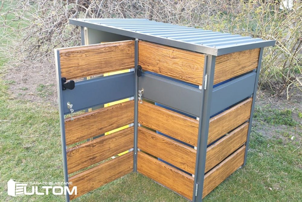 Wiata śmietnikowa blaszana, schowek