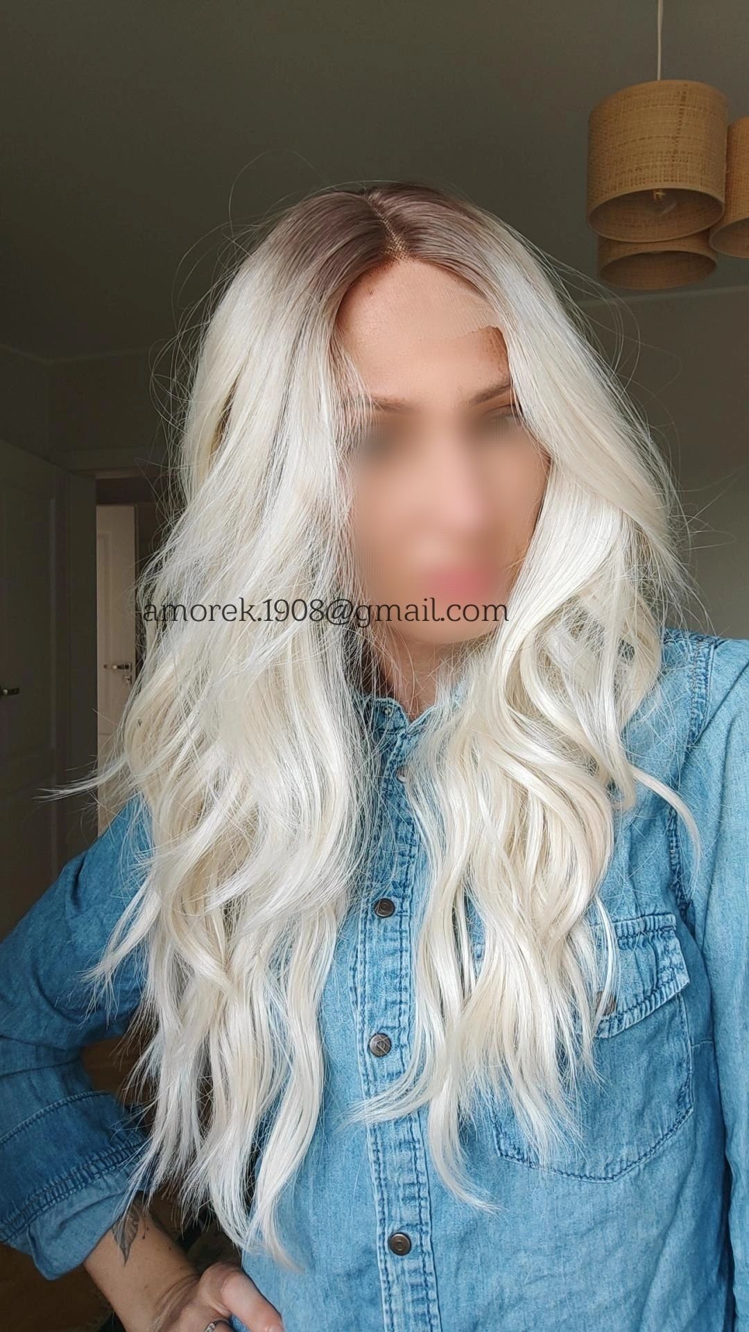 Peruka nowa jasny blond z odrostem lekkie fale lace front Tpart sklep