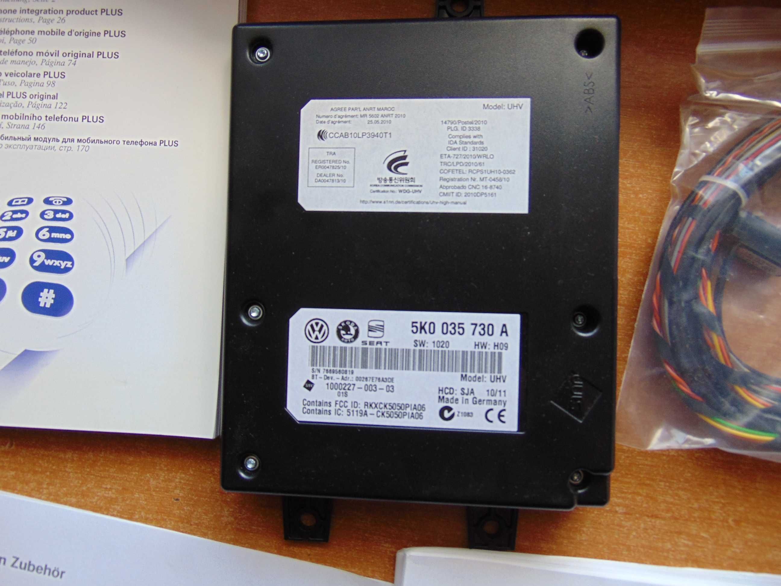 zestaw głośnomówiący bluetooth vw seat skoda 5k0_035_730_A nowy