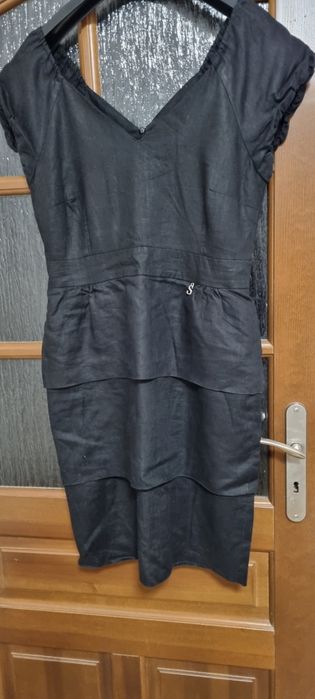 Czarna sukienka z lnu Simple