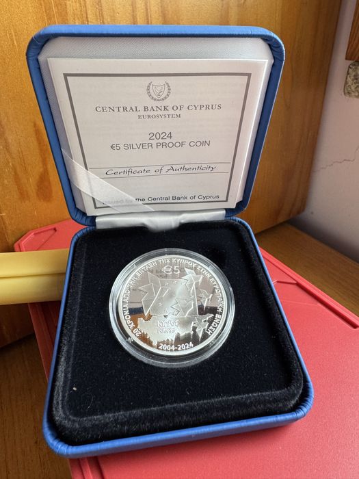 Chipre 2024 conjunto de 2 moedas - moeda 2€ proof e moeda 5€ proof