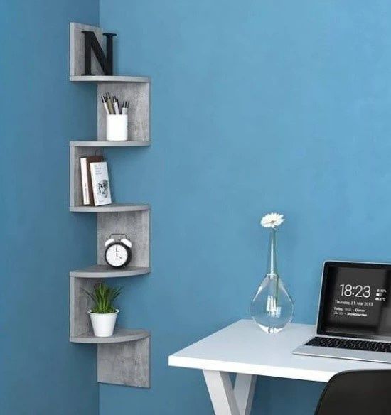 Полиця кутова настінна для книг, сувенірів, навісна, Змійка, біла