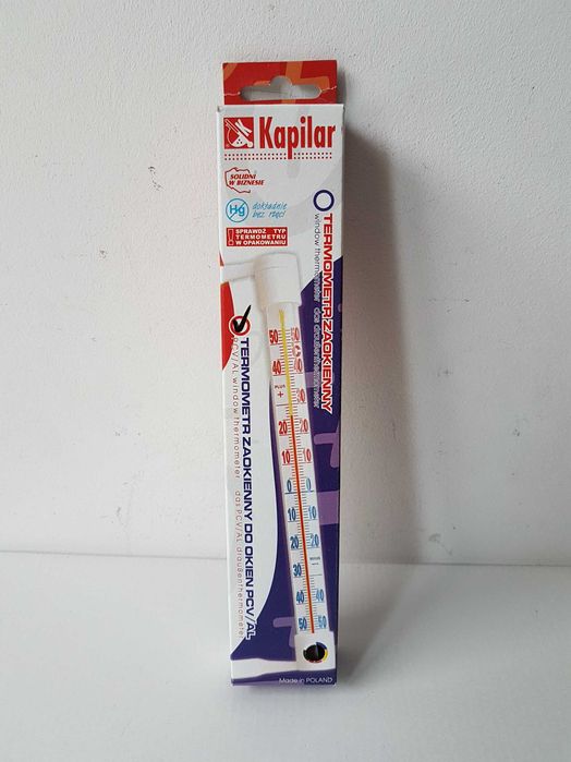 Kapilar termometr zaokienny zewnętrzny rurkowy do okien AL/PCV biały