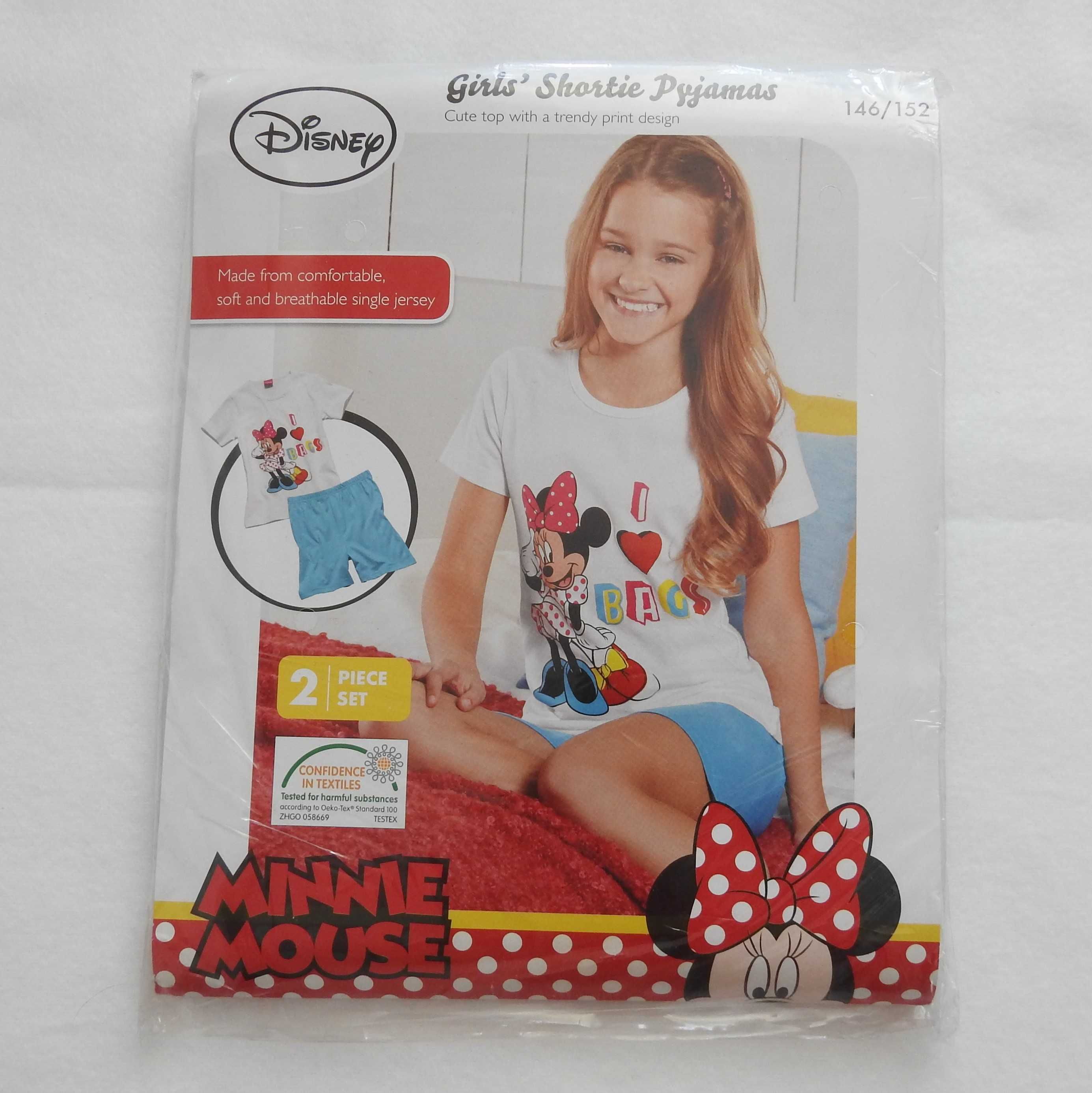 Nowa, dwuczęściowa piżamka z myszką Minnie w rozmiarze 146/152