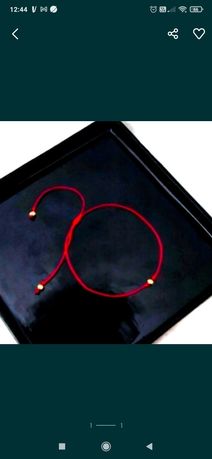 Czerwona bransoletka szczęścia sznurek sznurkowa kulki 2mm regulowana