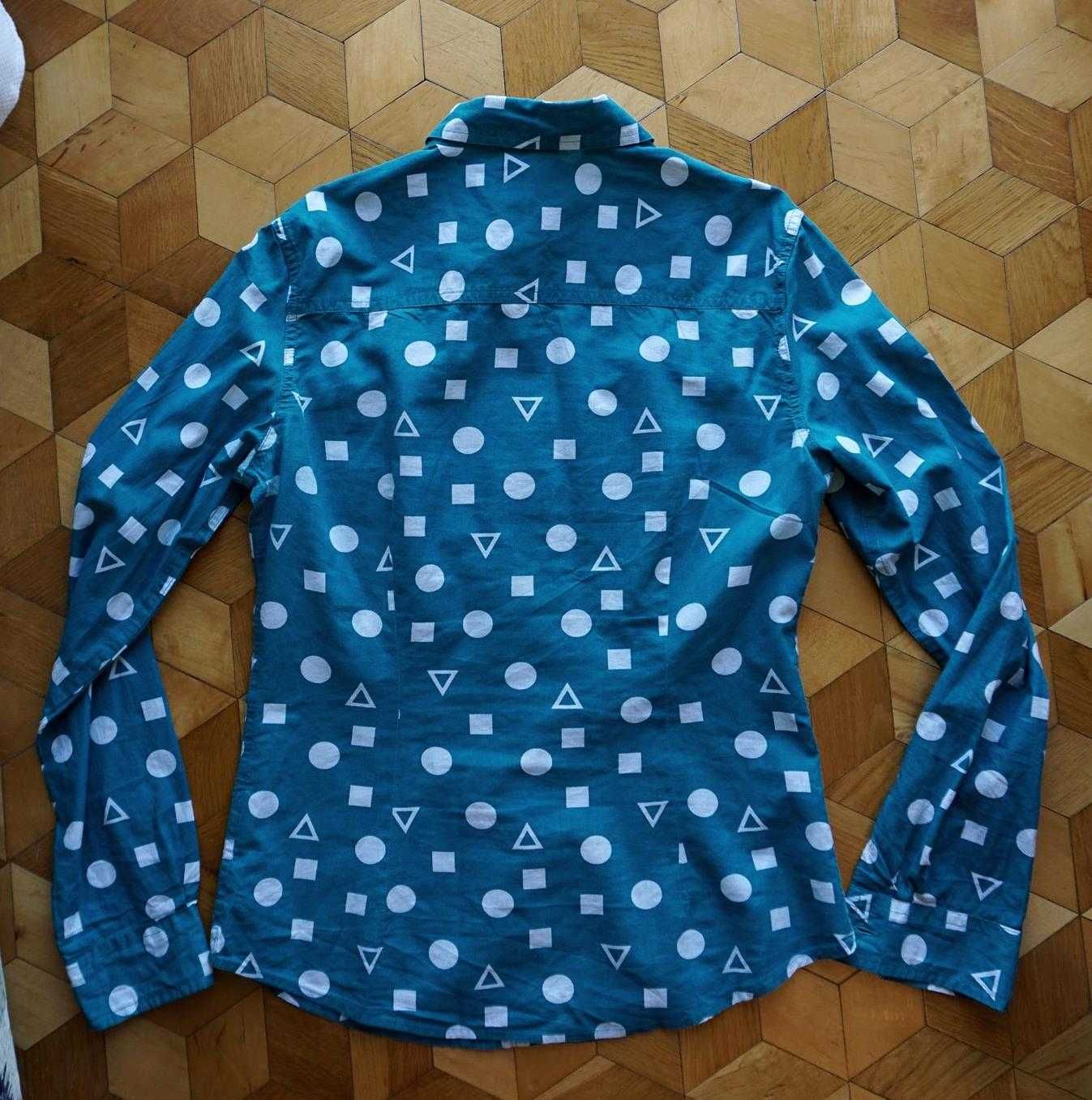 Koszula bluzka M 38 Terranova wzory geometryczne trójkąty kwadraty