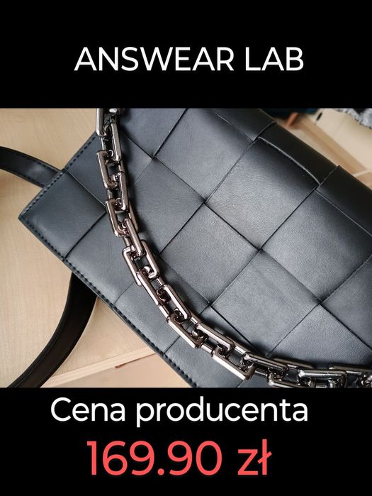 Answear Lab Nowa pleciona torebka listonoszka z łańcuchem