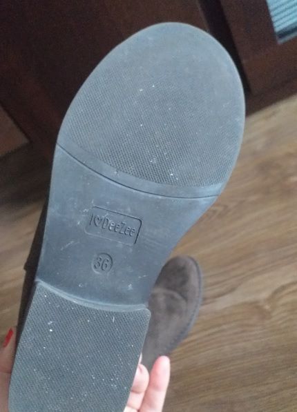 botki deezee jak nowe 36 brąz brązowe zamsz zamszowe koturn koturny