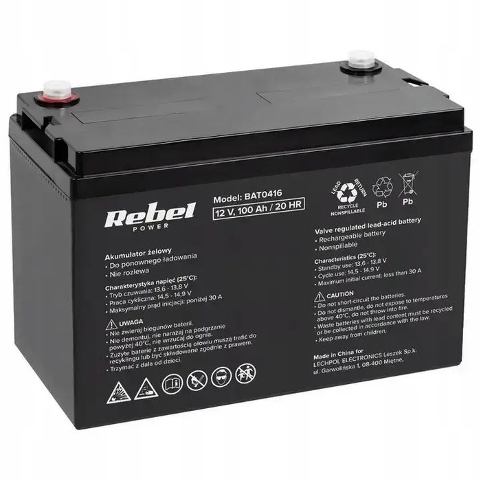 Акумулятор гель 12 V 100 Ah Rebel 2025 року