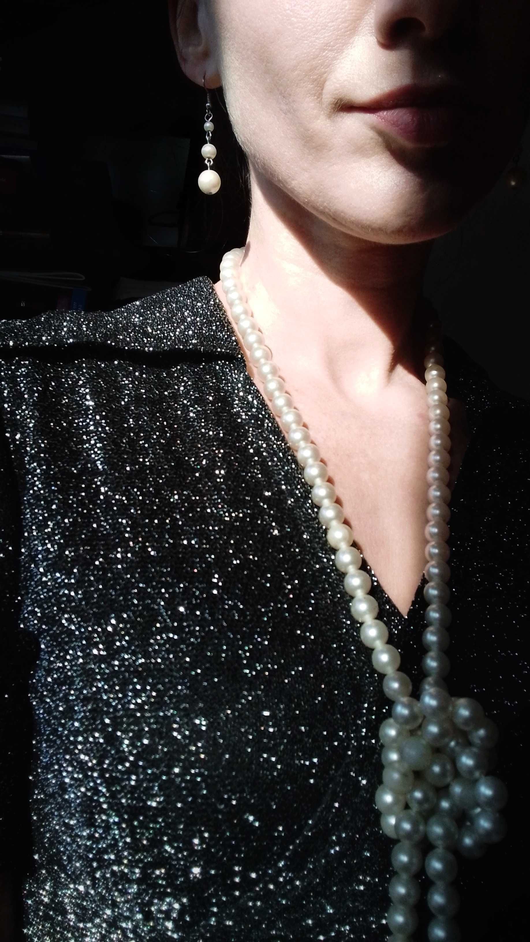 Czarna brokatowa suknia wieczorowa z lat 70 oryginalna vintage glamour