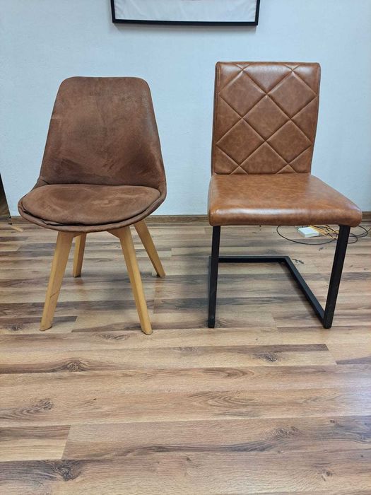 Krzesła biurowe, do salonu, wygodne, stylowe i brązowe