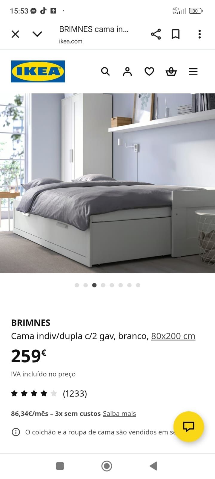 Cama, estrado, colchão e cabeceira.