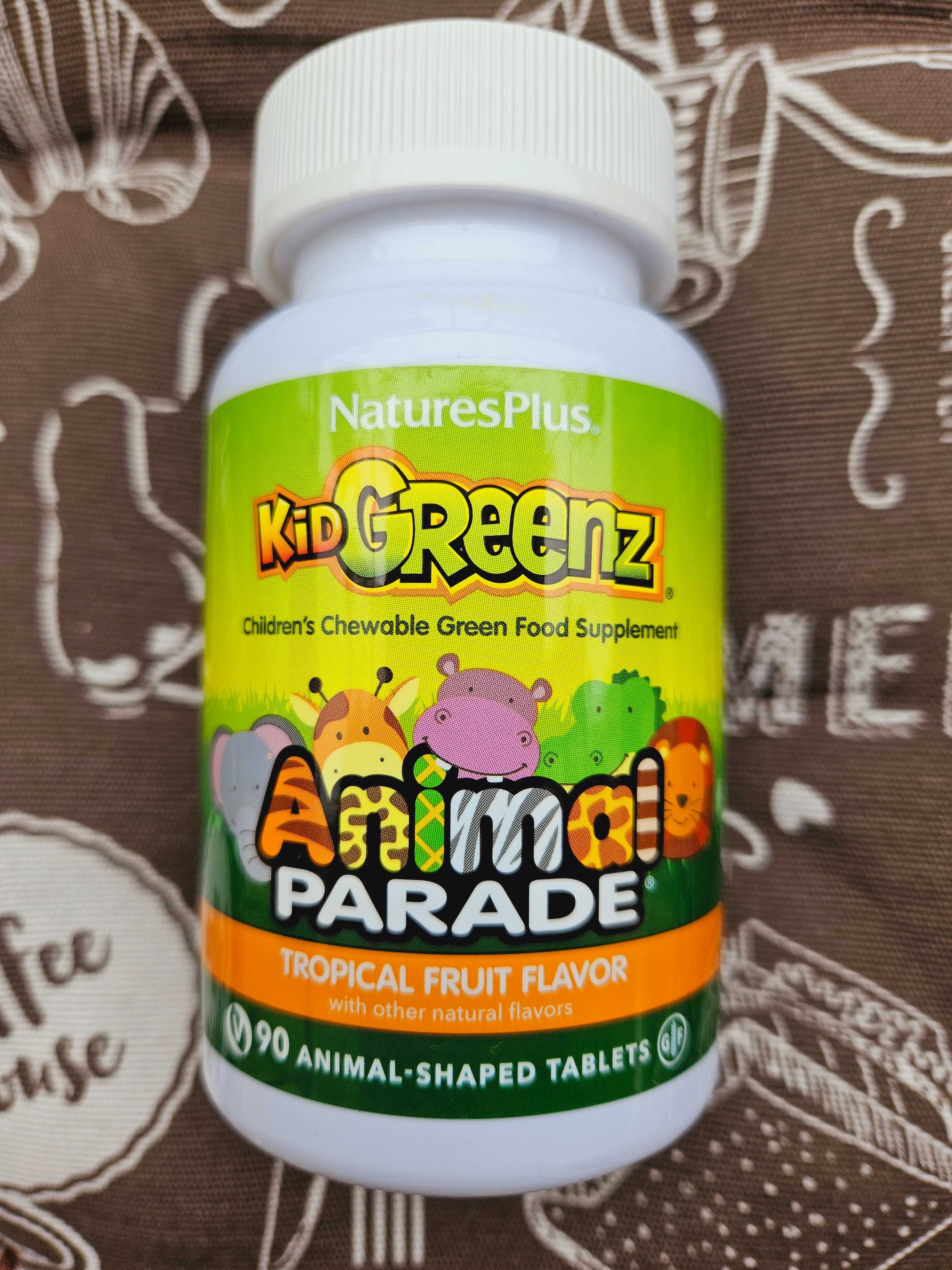 NaturesPlus Animal Parade Kid Greenz вітаміни для дітей броколі шпинат