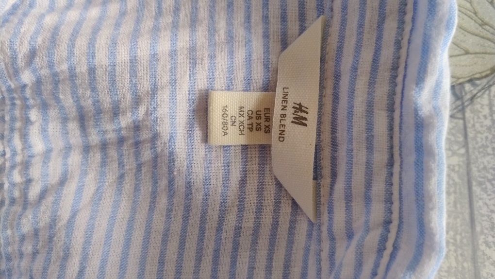 Lniana oversize koszula w paski rozmiar XS . H&M