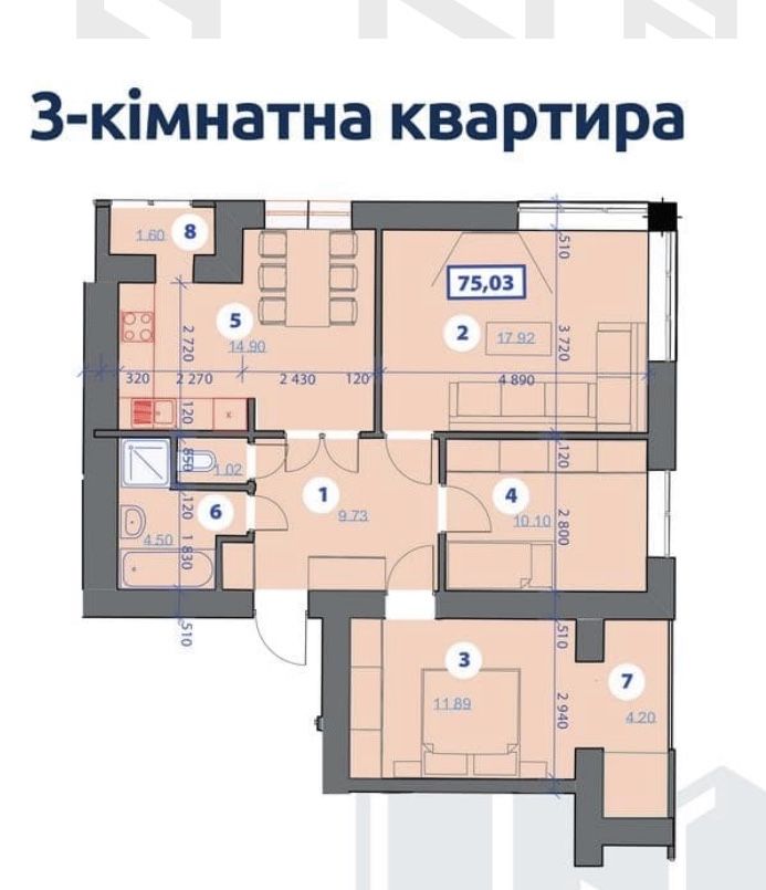 3 кімнатна квартира