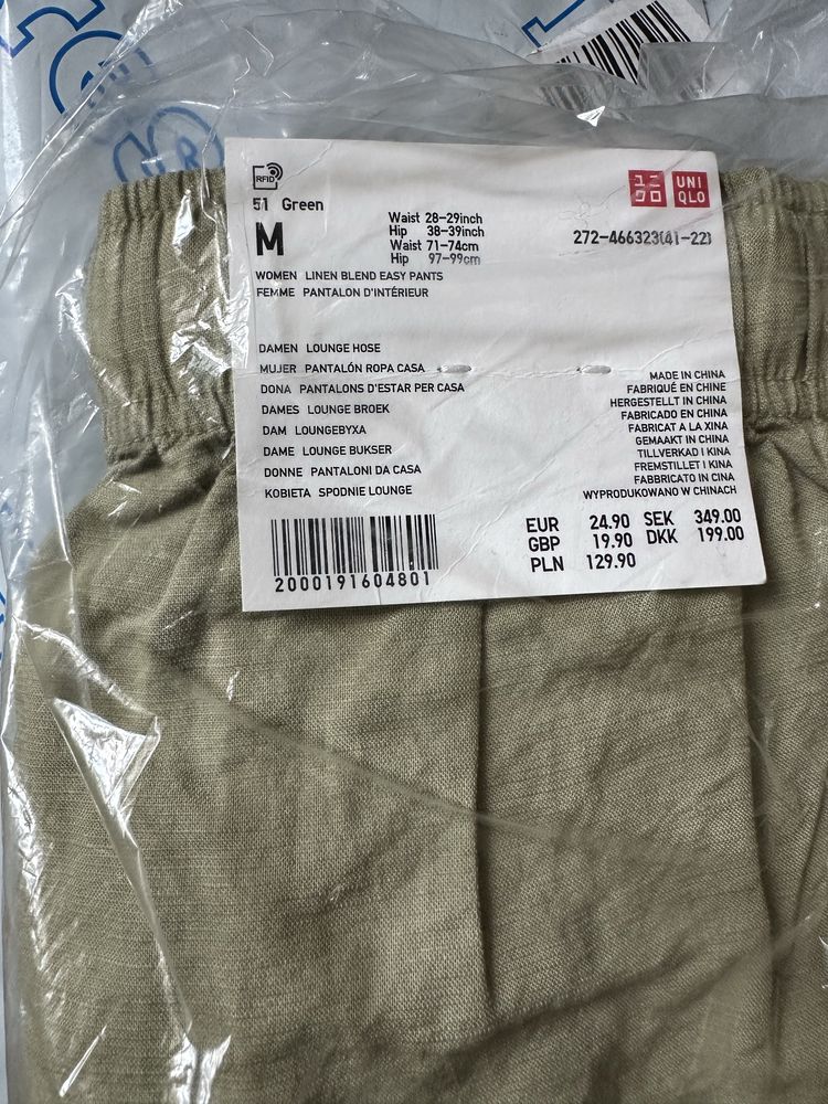 (M, L) Uniqlo брюки з суміші льону лляні штани лляні брюки