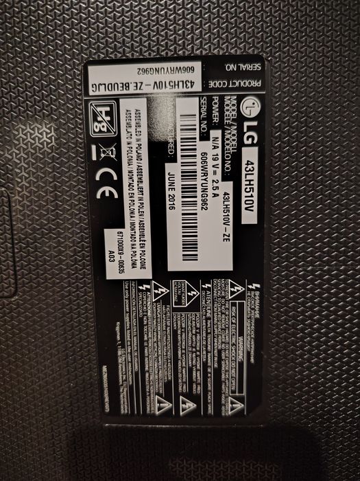 Peças TV LG 43LH510V