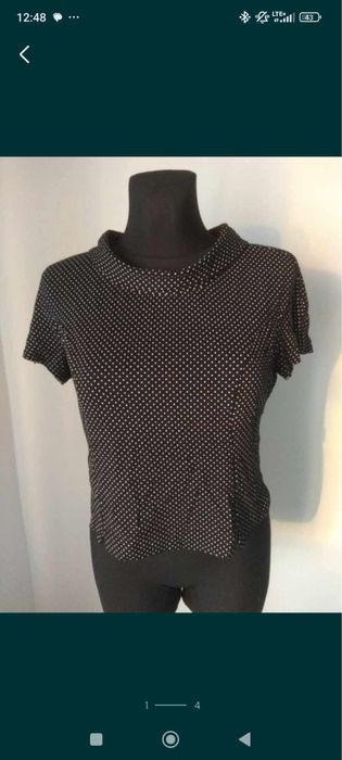 Bluzka damska gorsetowa gorset crop top z kołnierzem w groszki M 40 42