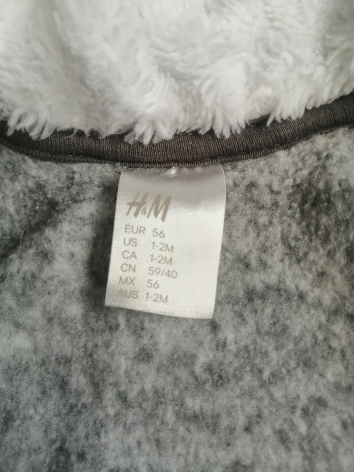 Bluza ciepła niemowlęca z uszami hm h&m Rozmiar 56