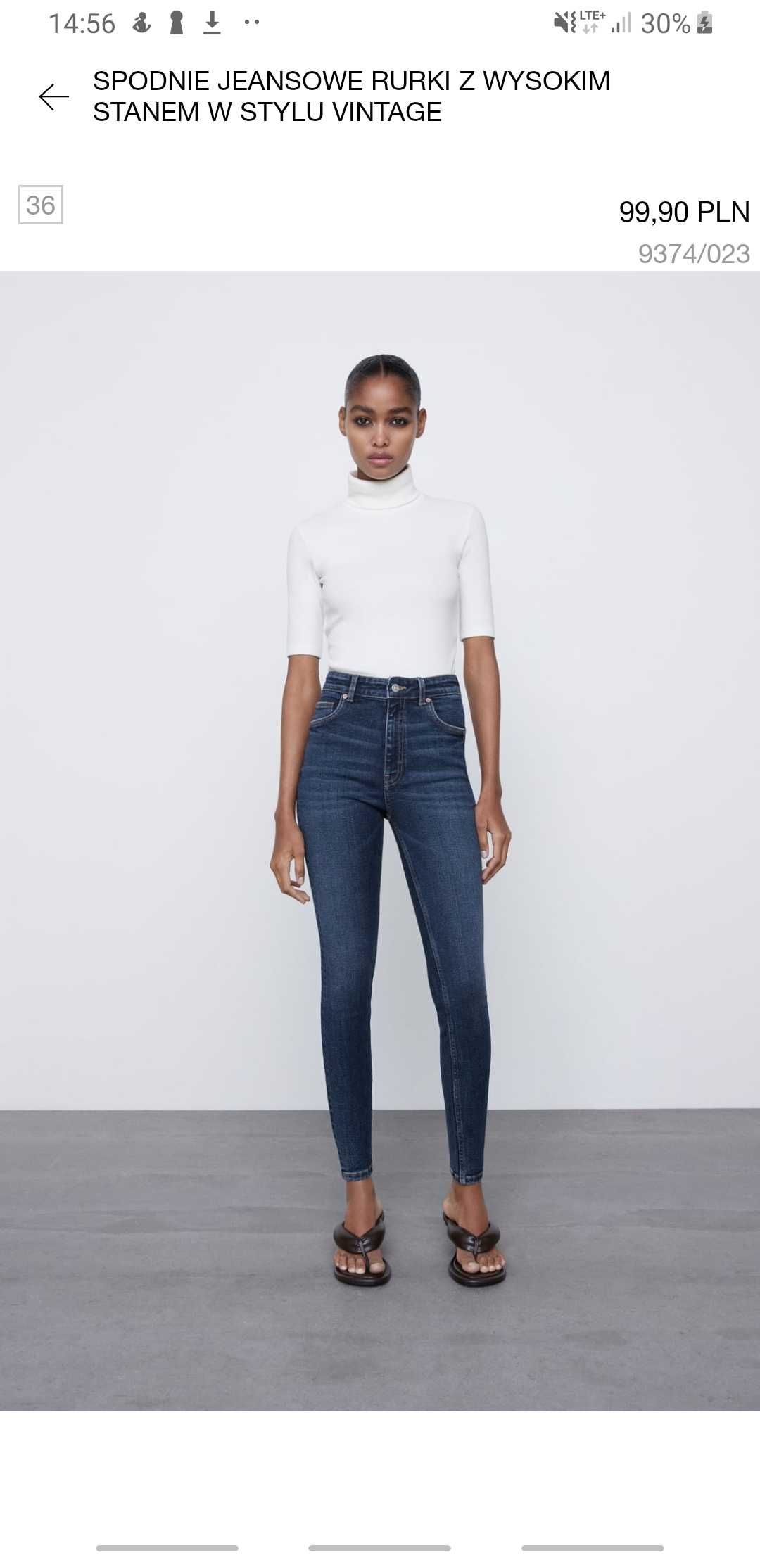 Zara. Spodnie jeansowe rurki z wysokim stanem w stylu vintage