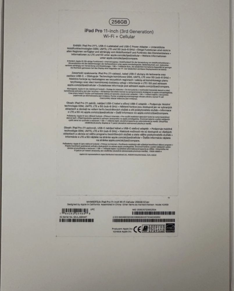 iPad Pro 11- inch 3 gen 256 GB WiFi cellular