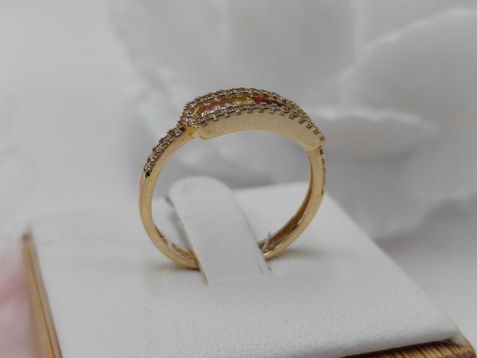 NOWY Złoty Pierścionek Kolorowy r12 / Złoto 585