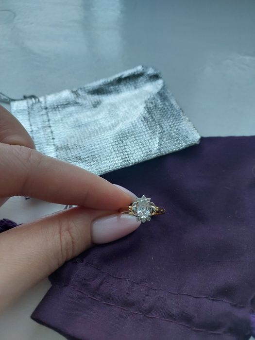 Жіноче кільце, каблучка позолочена з фіанітами