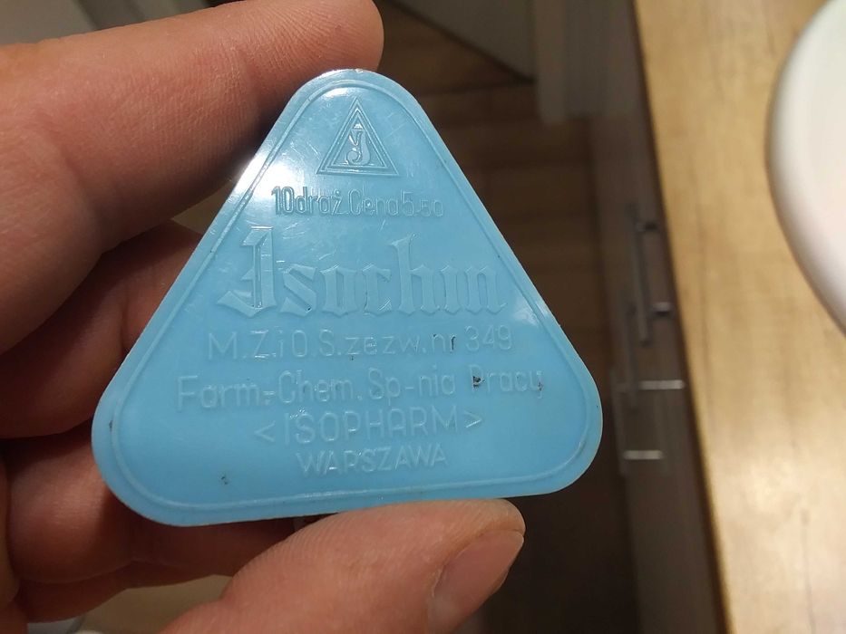 Stare pudełko po lekach medyczne z PRL Jsochin Warszawa pojemnik leki