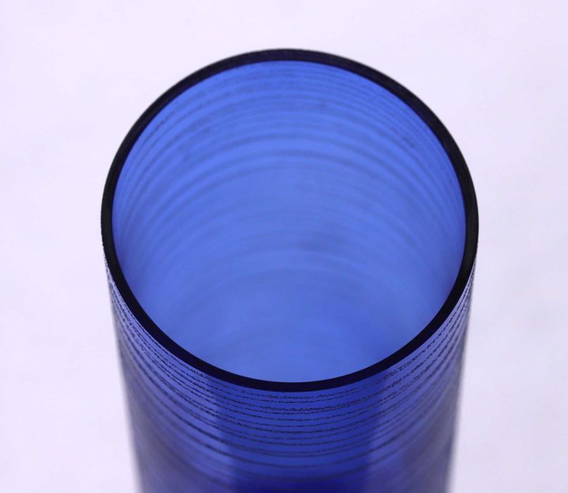 Wazon szklany niebieski kobaltowy z "nasypem cukrowym" wys 24,5cm