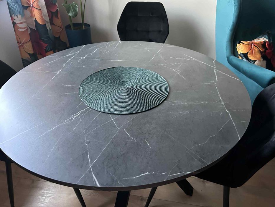 Stół, czarny imitacja marmuru, 105 cm MARIEDAMM