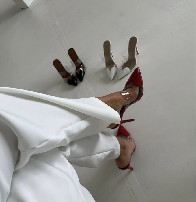 Alaia туфли мюли с сердцами 36р красные