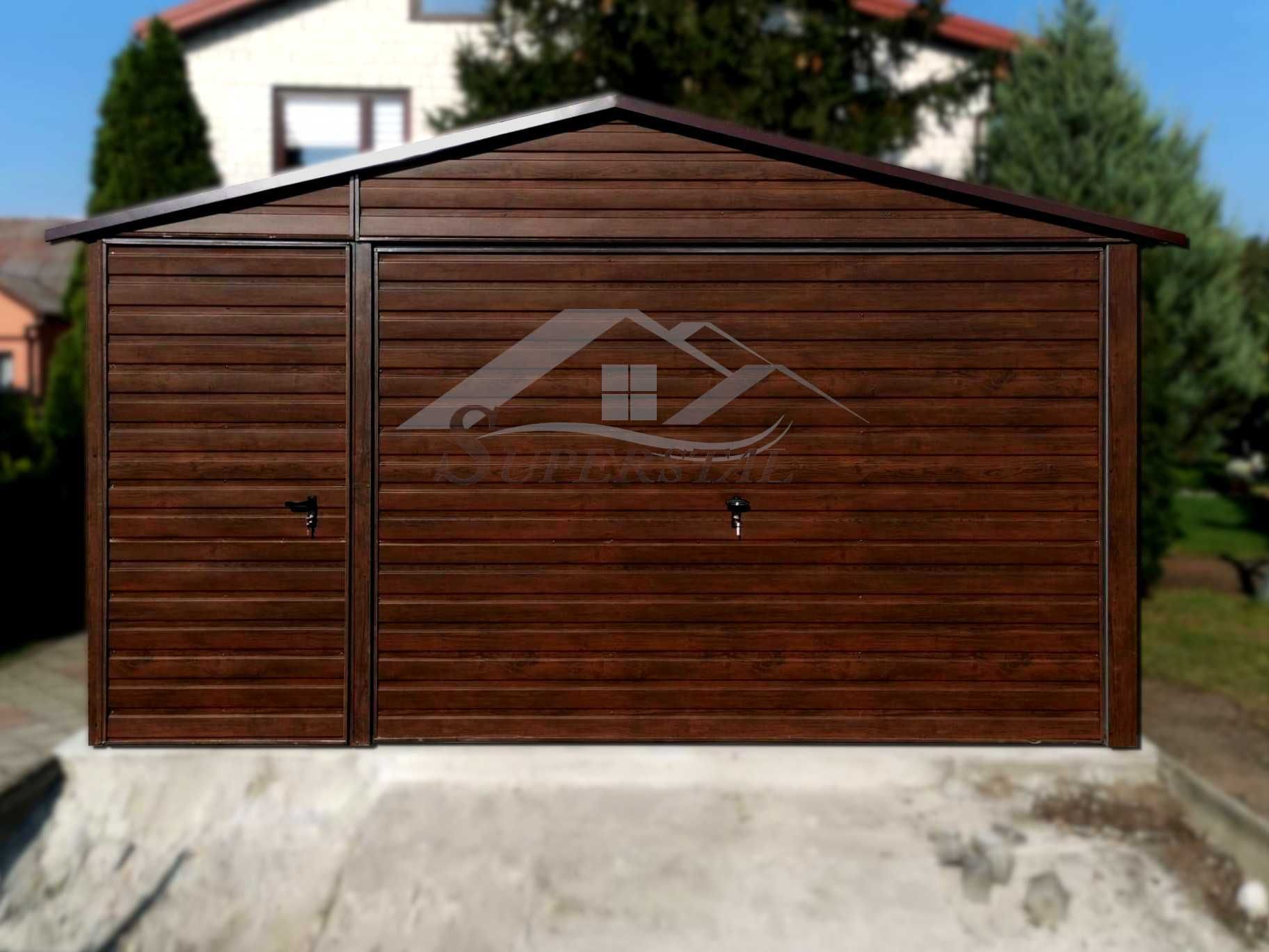 Garaż blaszany drewnopodobny na wymiar 4x5 4x6 4x7 5x5 5x6 5x7 6x5 6x6