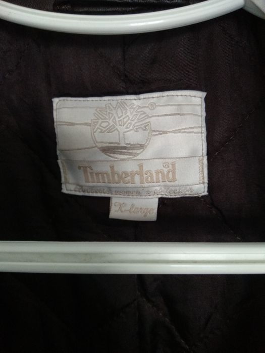 Кожаный пиджак от бренда Timberland, шоколадного цвета, размер М - L