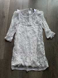 Biała koronkowa sukienka mini H&M czaszki