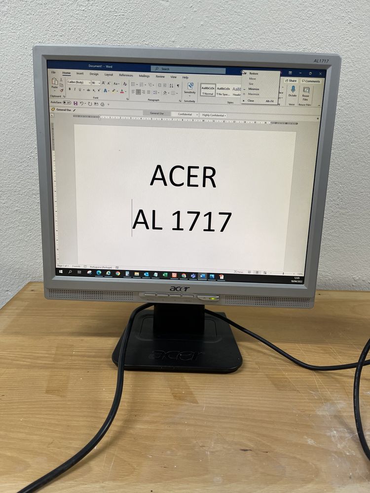 Acer Monitor VGA ref AL1717