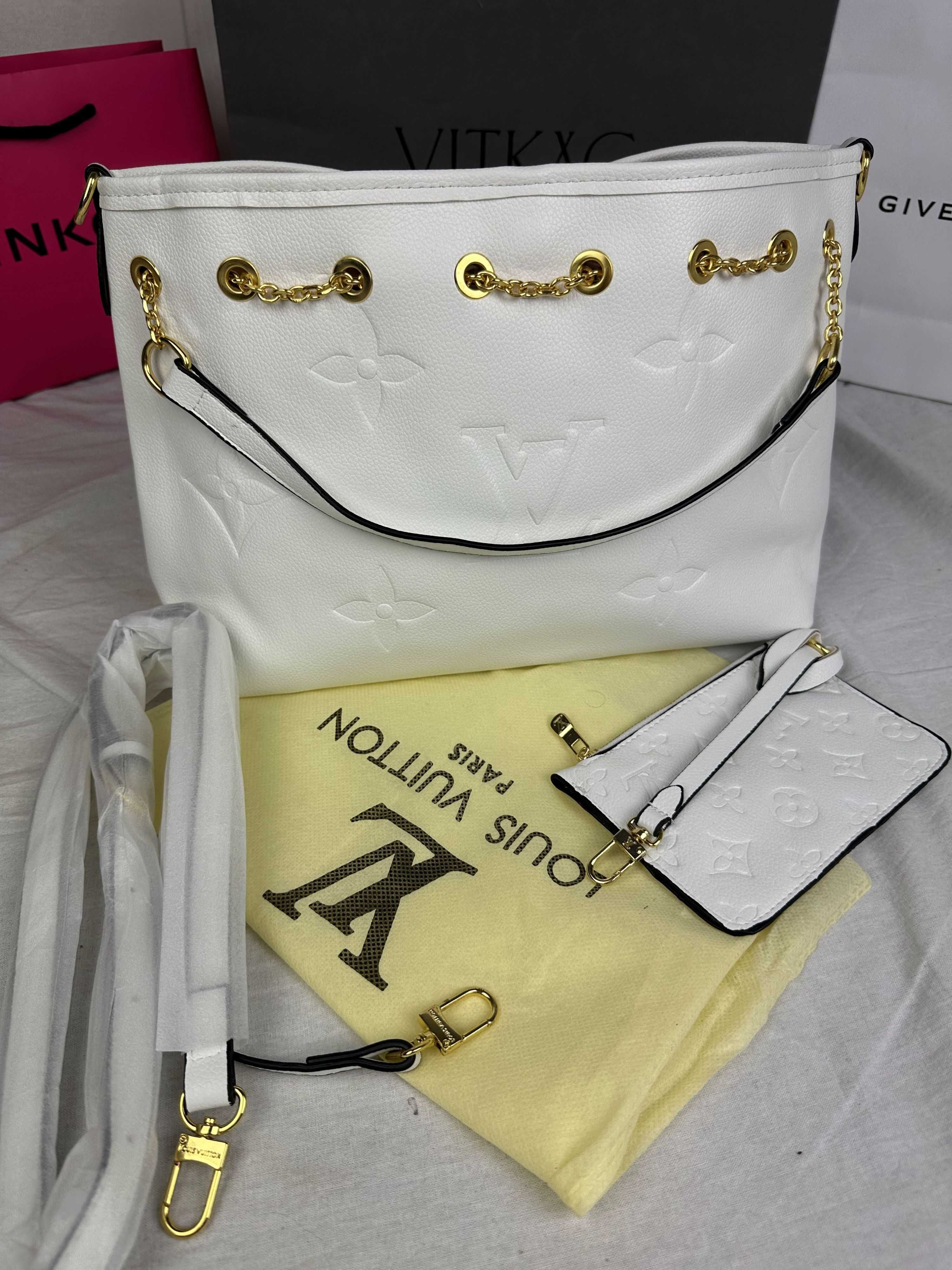 Torba worek Torebka damska Louis Vuitton kuferek nowa logowana biala