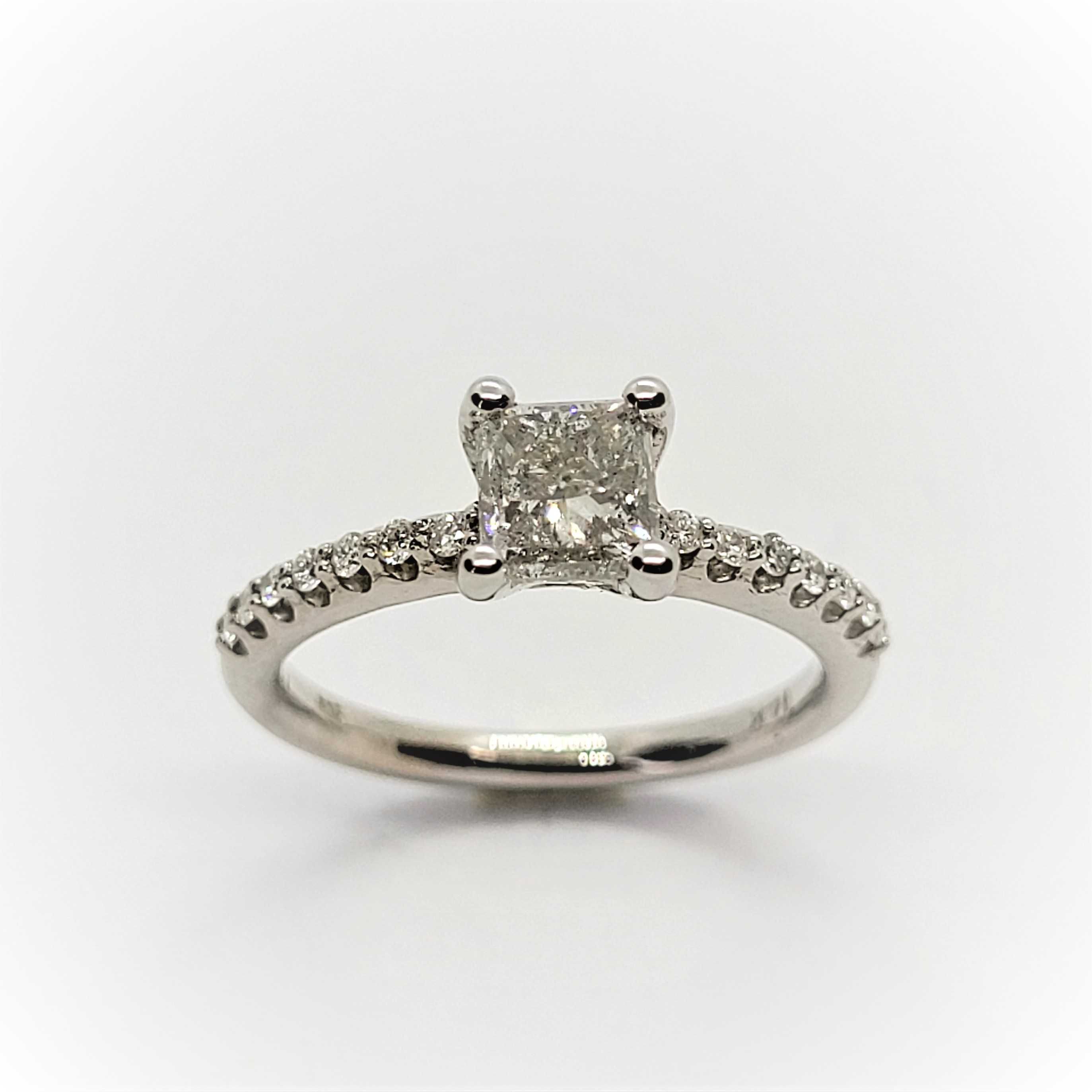 Pierścionek z diamentami 1,16 ct białe złoto pr. 585