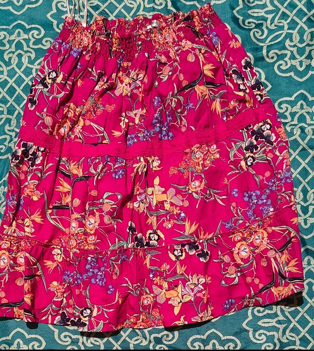 Spódnica w kwiaty, fuksja Bonprix roz. 42