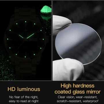 Zegarek kwarcowy złoty klasyczny 39mm datownik niebieska tarcza luma