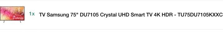TV Samsung 75’’ DU7105 Crystal UHD