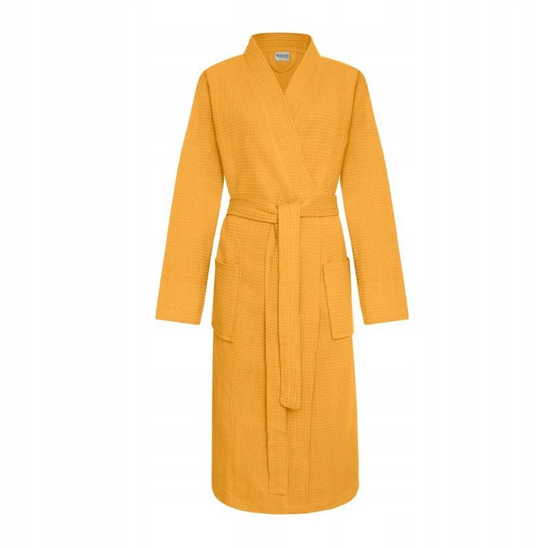 Szlafrok Kimono Gofer Bawełniany Damski Męski Unisex S/m Musztardowy