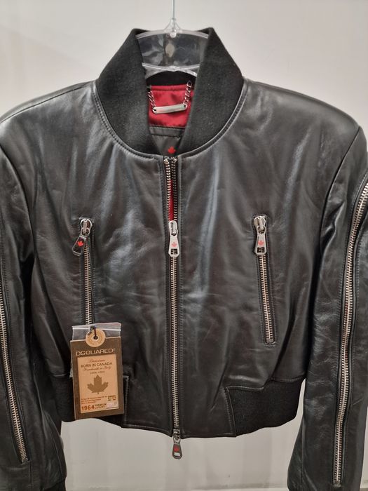 Kurtka Ramoneska Bomberka XS S 36 Skóra Dsquared