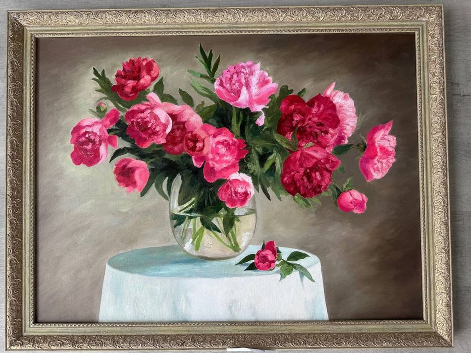 Картина олією Півонії полотно олія 60х80