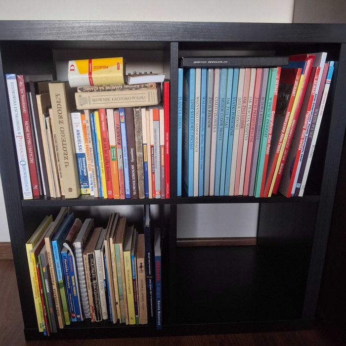 Półka z książkami i fotel biurowy