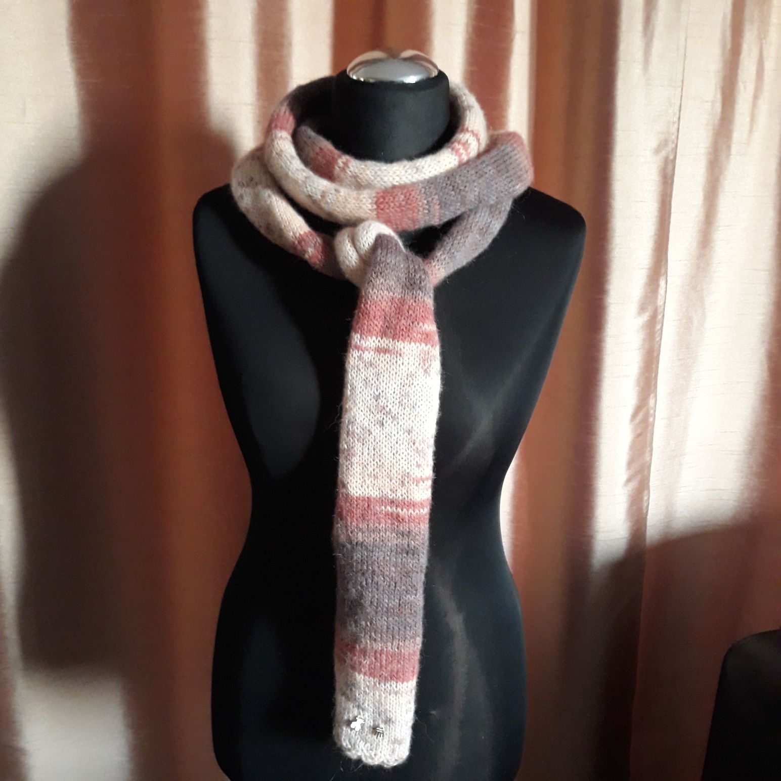handmade, nowy szalik z moherem, jedyny taki, prawie 3 metry, unisex